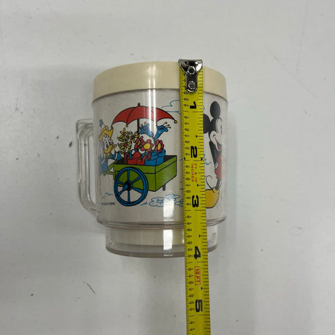 Vintage 70s Walt Disney Productions Mickey Mouse Donald Insulated Plastic Mug