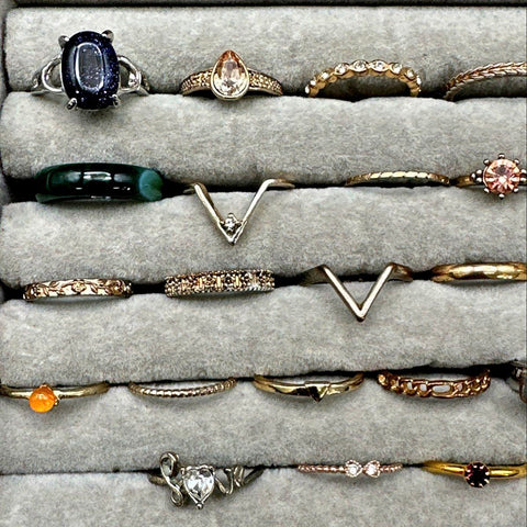 Modern Fashion Costume Jewelry Lot 41 Rings Statement Stackable Enamel Mix