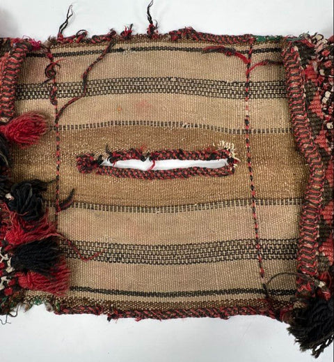Vintage Middle Eastern Hand Woven Wool Tribal Camel Saddle Bag Tassels