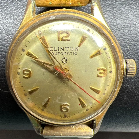 Vintage Clinton Gold Filled Band Automatic Watch Ticking
