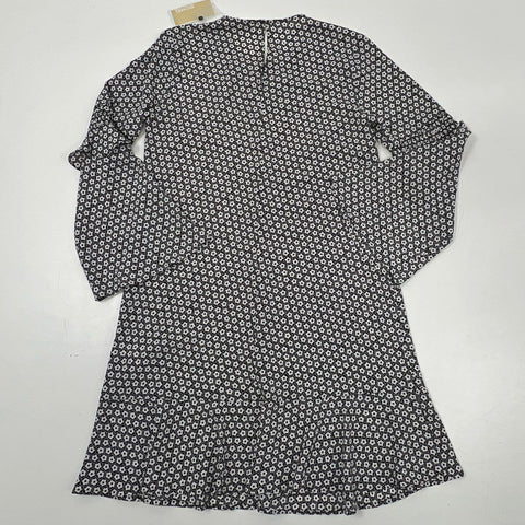 Michael Kors Women's Black White Geometric Floral Smocked Cuff Dress NWT Sz M