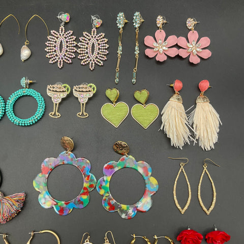 Statement Boho Beaded Fashion Earring Lot of 25+ Pairs Vintage to Modern Styles