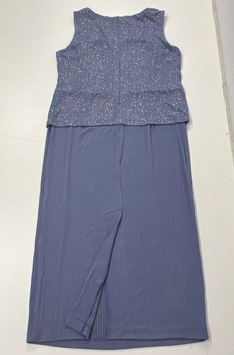 Vintage R&M Richards Periwinkle Sparkle 2-Piece Dress & Jacket Set Sz 16