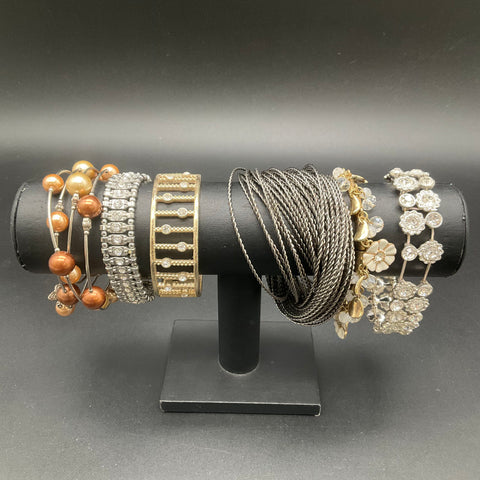 Nine West Rhinestone Faux Pearl Costume Jewelry Lot of 6 Bracelets Cuffs