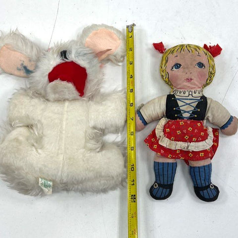 Vintage Plush Toy Lot Kangaroo Cloth Doll Bear Panda Puppet 5pc