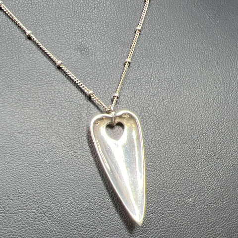 925 Sterling Silver Heart Pendant Necklace 6.33g