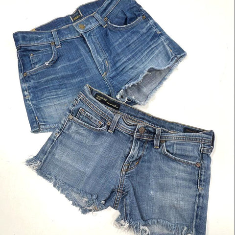 Lot of 2 Citizens of Humanity Women's Blue Denim Cut Off Jean Shorts Sz 26