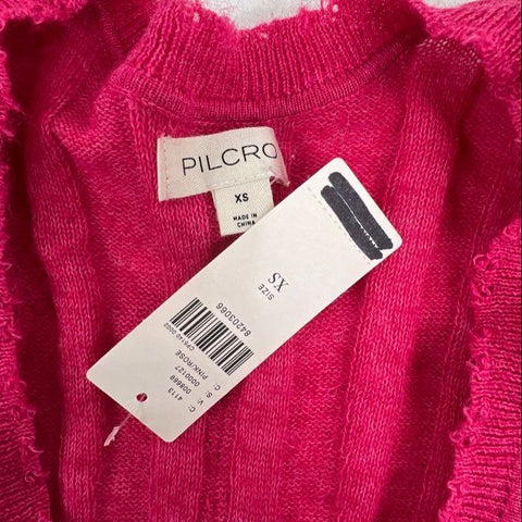 Pilcro Pink Rose NWT Wide Ribbed V-Neck Sweater Pullover Women's XS