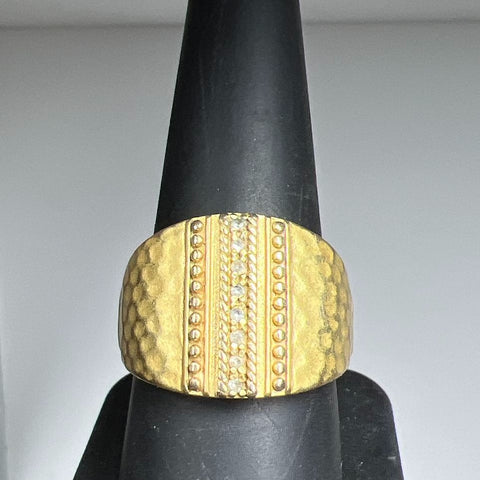 Kiam Family Gold tone Stone Accent Ring Size 8 6.01g