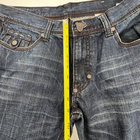 Blac Label Men's Dark Wash Distressed Flap Pocket Bootcut Jeans Size 34