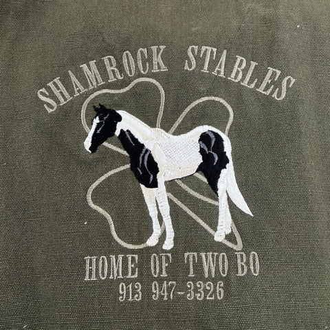 Vintage 90s Cheyenne River Cotton Canvas Shamrock Stables Ranch Jacket Sz L