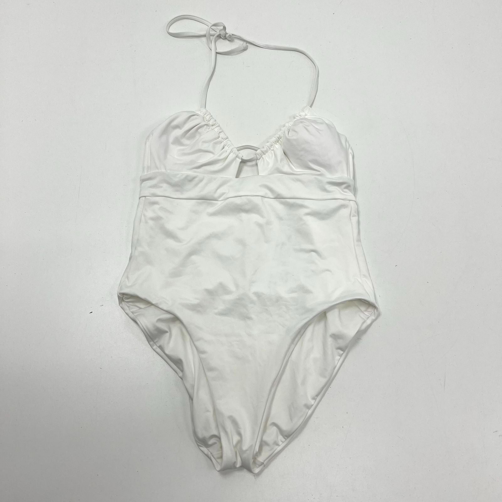 Becca by Rebecca Virtue Color Code Halter One Piece Swimsuit White Large NWT
