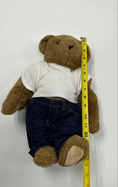 Vermont Teddy Bear Co Love Tattoo Plush Brown Bear Denim Jeans Embroidered Heart