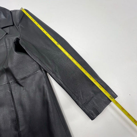 Vintage 90s Dialogue Genuine Leather Button Front Blazer Jacket Sz L