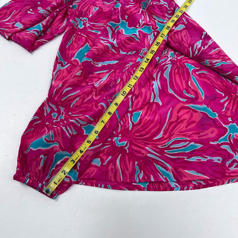 Lilly Pulitzer Women's Lot of 2 Silk Elsa Tops Pink Floral Blue Seashell Sz XS