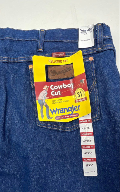 Vintage Wrangler Men's Cowboy Cut Relaxed Fit Blue Denim Jeans Sz 48x30 NWT