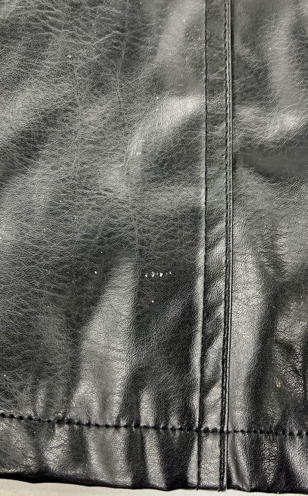 Outer Edge Black Faux Leather Belted Moto Jacket Coat Women's XL