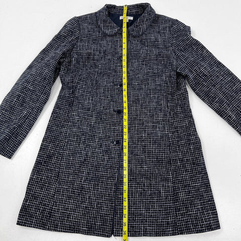 Pendleton Women's Black White Grid Wool Blend Button Front Coat Jacket Size 16