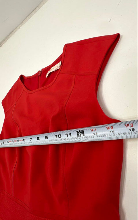 Tory Burch Women's Red Cap Sleeve Fit & Flare A-Line Panelled Dress Size 0