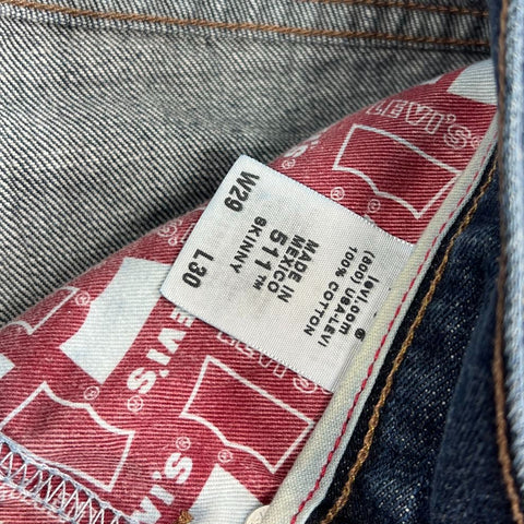Levi's 511 Dark Wash Blue Cotton Skinny Fit Denim Jeans Men's 29x30
