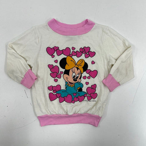 Vintage 90s Minnie Mouse Hearts Sweatshirt Jog Togs Made in USA Sz Large 6X