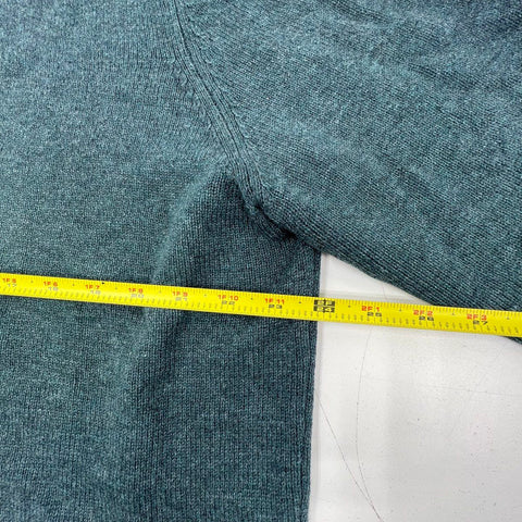 Gran Sasso Men's Blue Green Cashmere Wool Quarter Zip Mock Neck Sweater XL