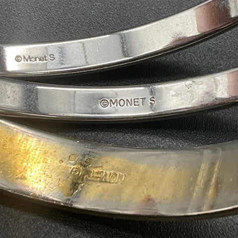 Vintage Monet Jewelry Lot of 10 Bangles Necklaces Brooch Earrings Slider Charm