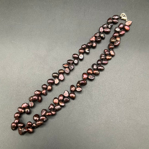 Freshwater Cultured Pearl Necklace Lot of 4 Grey Burgundy Chocolate Multi-Strand