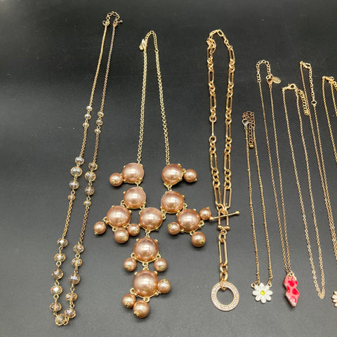 Claire's & Fashion Costume Jewelry Lot 15 Necklaces Rhinestone Faux Pearl