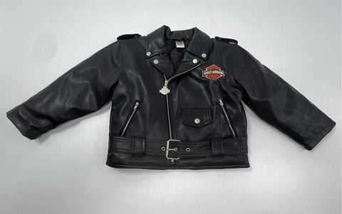Harley-Davidson Kids Biker Jacket Black Embroidered Motorcycle Logo Sz 6