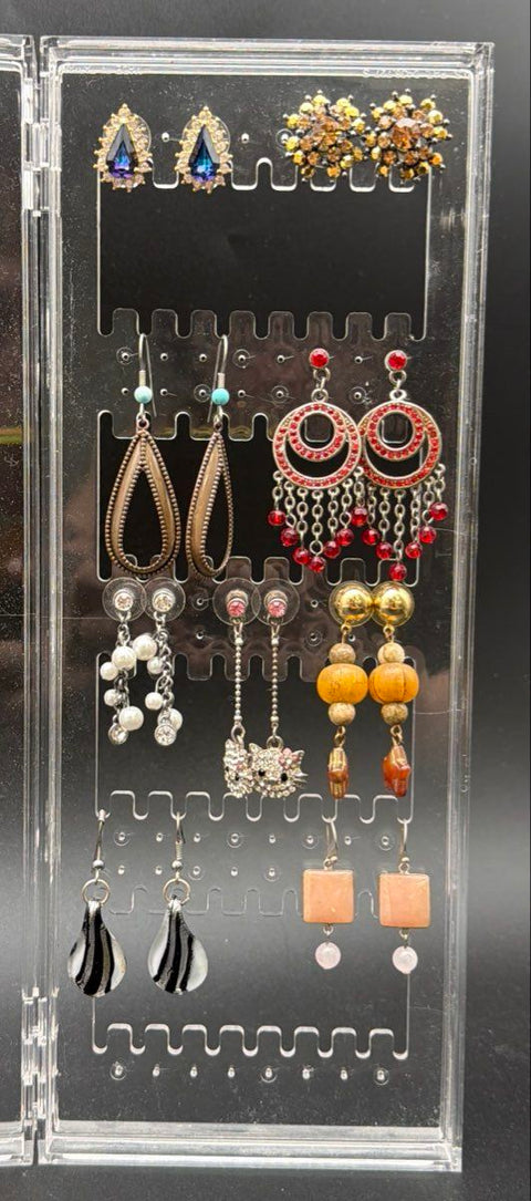39 Pairs Fashion Earrings Lot Non-Precious Metal Studs Dangles No Stand