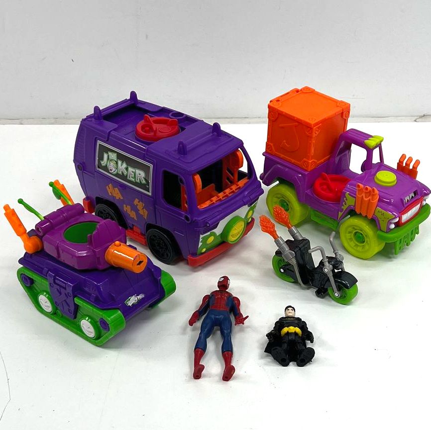 Fisher Price Imaginext DC Joker Laff Factory Lot Batman Spider-Man Figures