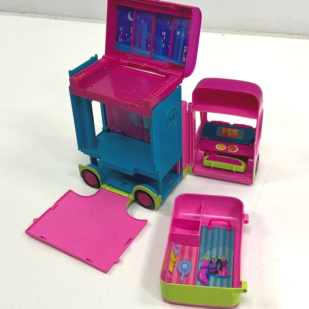 Vintage Collectible Toys Mattel Polly Pocket Triple Decker Fold Out Bus Lot