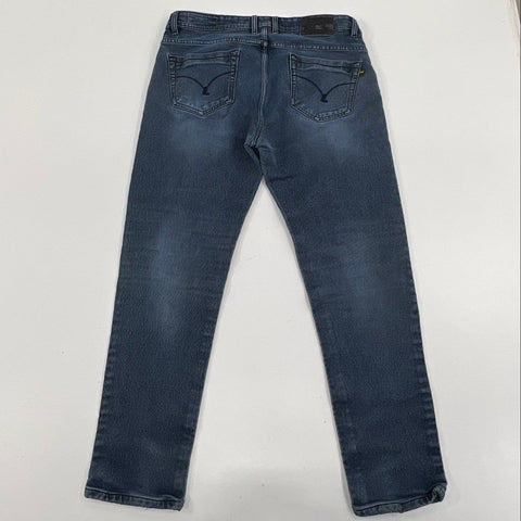 Unbranded Men's Blue Wash Faded Denim Jeans Straight Leg Embroidered Sz 40