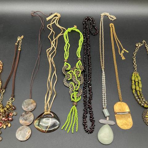 Boho Statement Necklace Lot of 10 Coldwater Creek Roost Beaded Stone Artisan