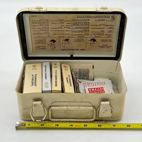First Aid Kit Vintage Welsh Metal Box Textron Company Wall Mount With Contents
