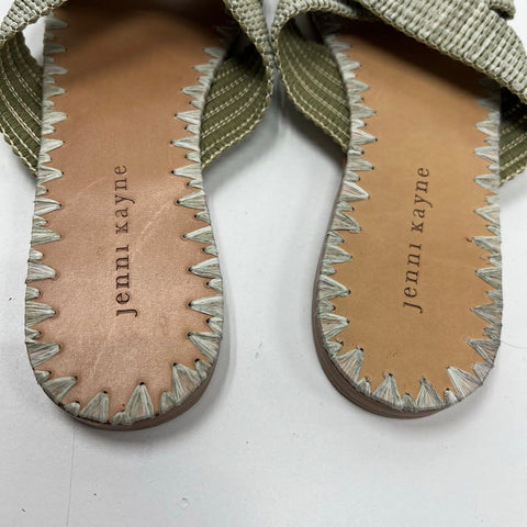 Jenni Kayne Woven Criss Cross Slide Sandal Sage Green Leather Flats Size 39