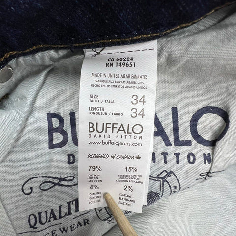 NWT Buffalo David Bitton Men's Slim Ash Stretch Jeans Blue Wash Size 34x34