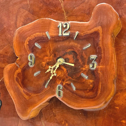 Frank W. Shores Handmade Live Edge Wood Slab Wall Clock Rustic Vintage