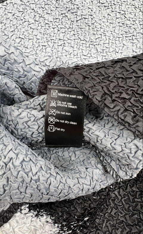 Berek Women's Crinkle Top Splish Splash Abstract Black Tan Textured Sz XL NWT