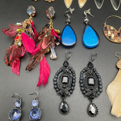 Bohemian & Retro Fashion Earrings Lot of 23 Pairs Tassel Feather Chandelier