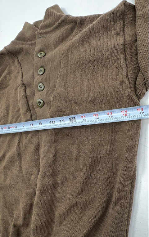 DSCP Men's US Military Brown Wool 5 Button Ribbed Mock Neck Sweater Sz M