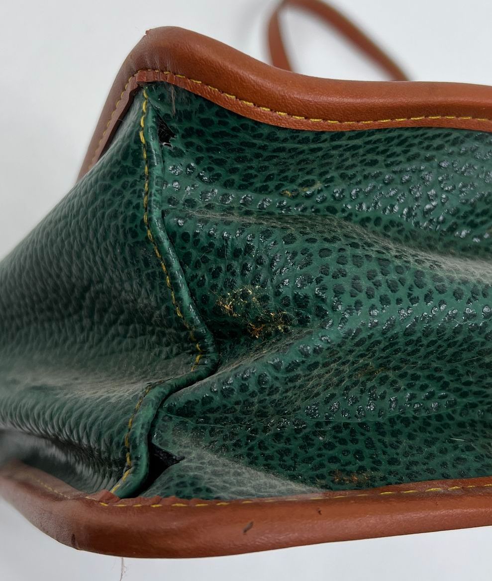 Vintage 80s Dooney & Bourke Green All Weather Leather Messenger Satchel Bag