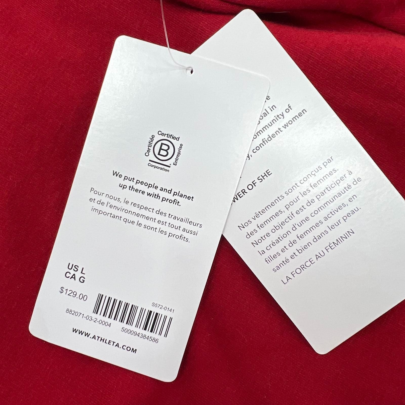Athleta Red Cozy Karma Mock Neck Fleece Lined Dress Women's L NWT