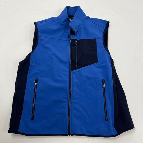 Duluth Trading Co Men's Blue Fleece Lined Softshell Vest Full Zip Colorblock XL