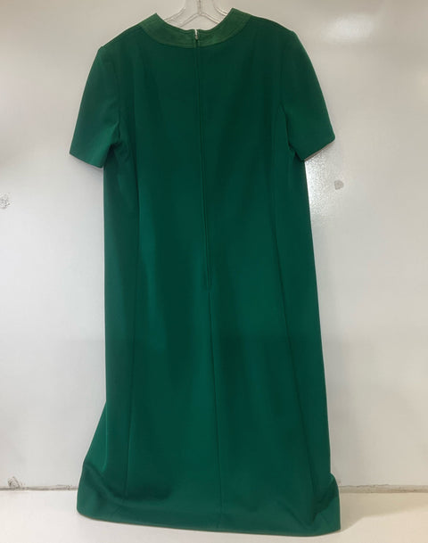 Abe Schrader by Belle Saunders Green Dress & Jacket Set Suede Trim Sz 18 Vintage