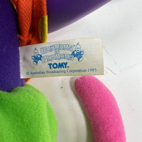 Vintage 1996 Bananas in Pajamas Rat in a Hat Purple Figure Doll Toy ABC TV