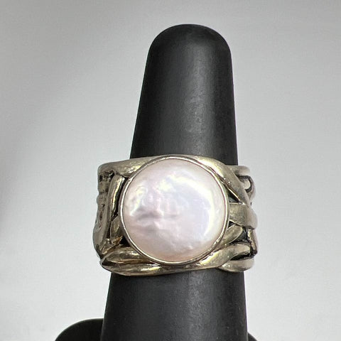 Silpada 925 Sterling Silver Coin Pearl Ring Size 6