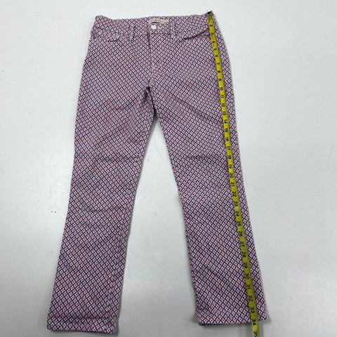 Tory Burch Women's Red Blue Geometric Straight Leg Pants Size 26