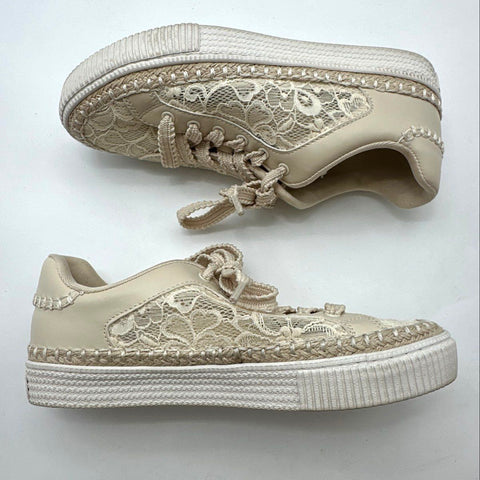 Marc Fisher Spryng Cream Floral Lace Low Top Platform Sneakers Women's Size 8.5
